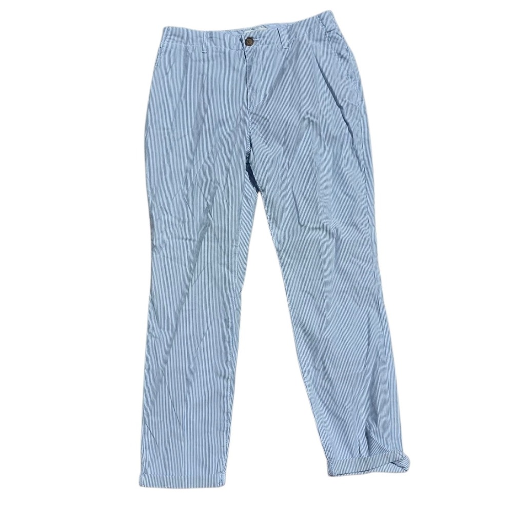H&M Striped Pants Blue White Casual Everyday Trousers Size 8 Cotton